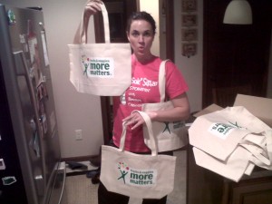 Check out these super cool canvas bags I got to haul my produce! They have a healthy message and everything!